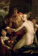 Hans von Aachen Bacchus, Ceres and Amor. oil painting artist